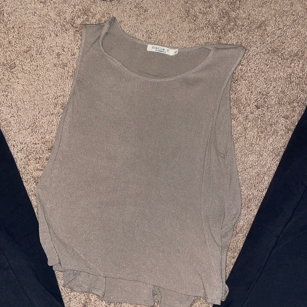 Green open back crop top (tank top)